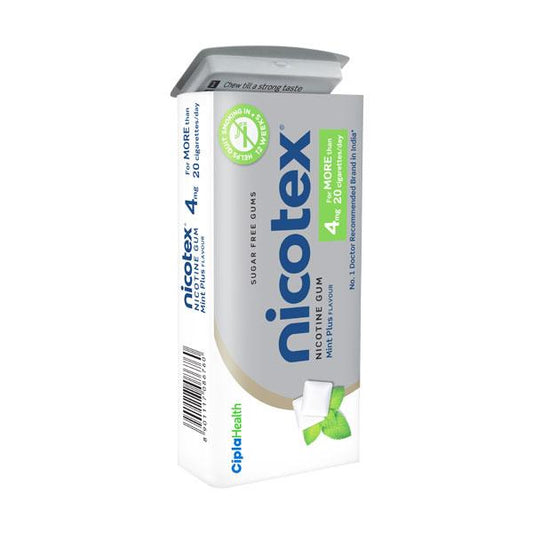 NICOTEX MINT PLUS FLAVOUR SUGAR FREE GUMS 4mg Tablet 29's - Global Surgicals
