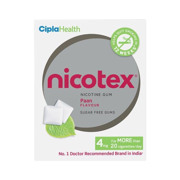 NICOTEX PAAN FLAVOUR SUGAR FREE GUMS 4mg Tablet 12's - Global Surgicals