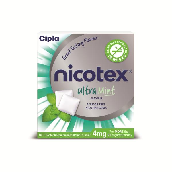 NICOTEX ULTRA MINT FLAVOUR SUGAR FREE 4mg Chew Gum 9's - Global Surgicals