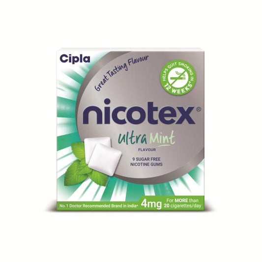 NICOTEX ULTRA MINT FLAVOUR SUGAR FREE 4mg Chew Gum 9's - Global Surgicals