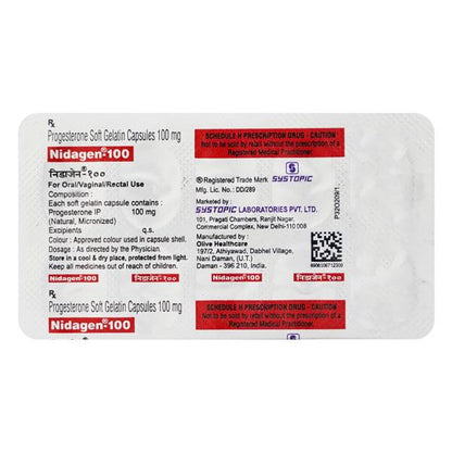 Nidagen 100mg Capsule 10'S - Global Surgicals