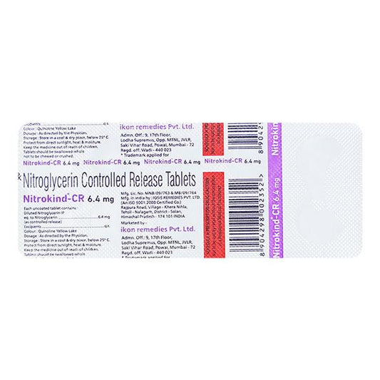 NITROKIND CR 6.4mg Tablet 10's - Global Surgicals