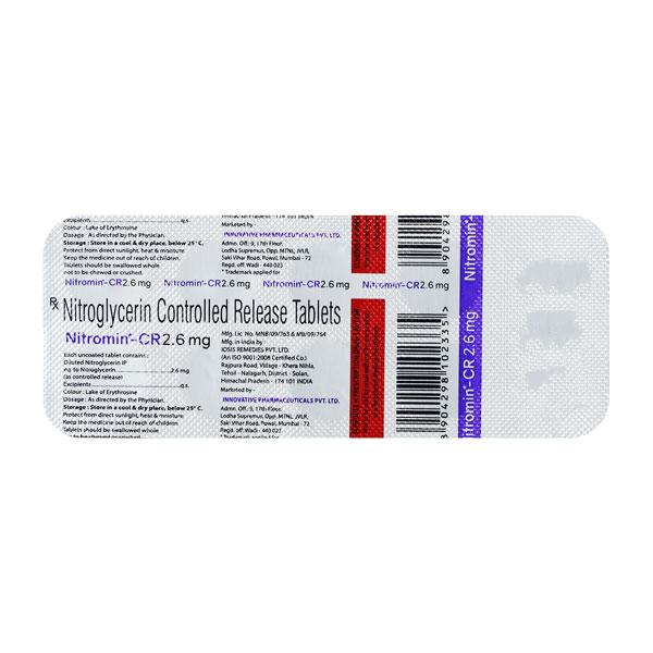 NITROMIN CR 2.6mg Tablet 10's - Global Surgicals