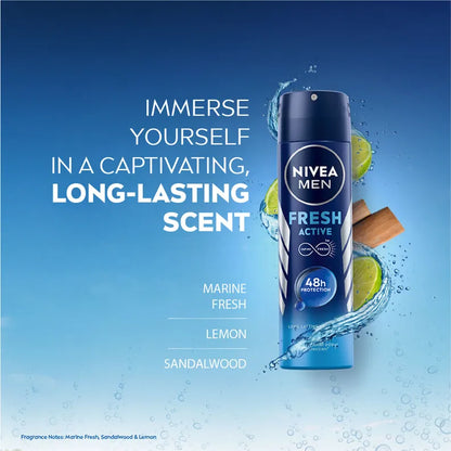Nivea Men Fresh Active Deodorant Spray, 150 ml