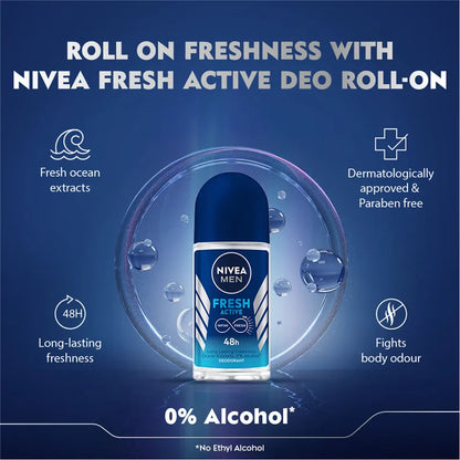 Nivea Men Fresh Active Roll On Deodorant, 50 ml