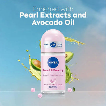 Nivea Pearl & Beauty Roll On Deodorant, 50 ml
