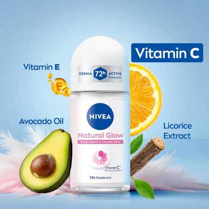 Nivea Natural Glow Roll On Deodorant for Women, 50 ml