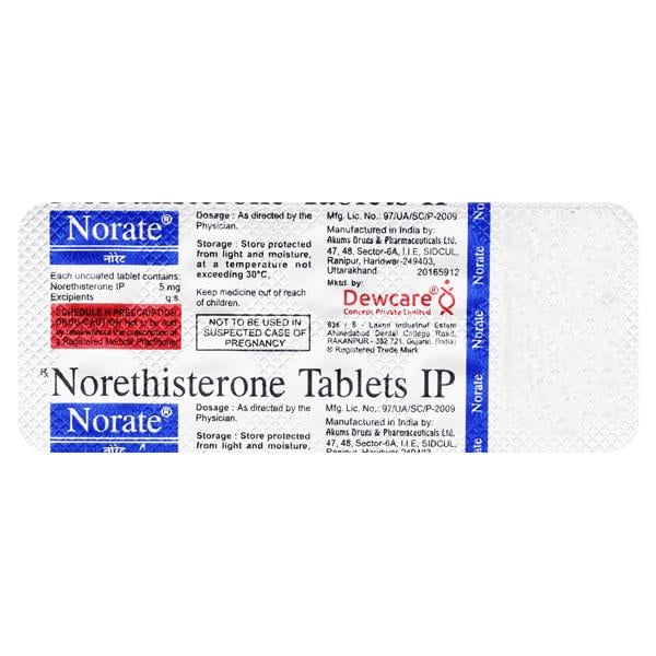 NORATE 5 Tablet 10's - Global Surgicals