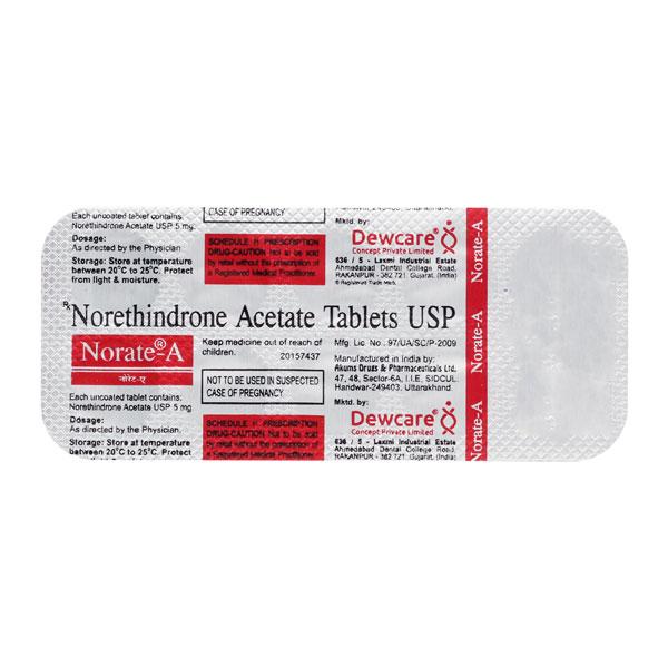 NORATE A 5 Tablet 10's - Global Surgicals