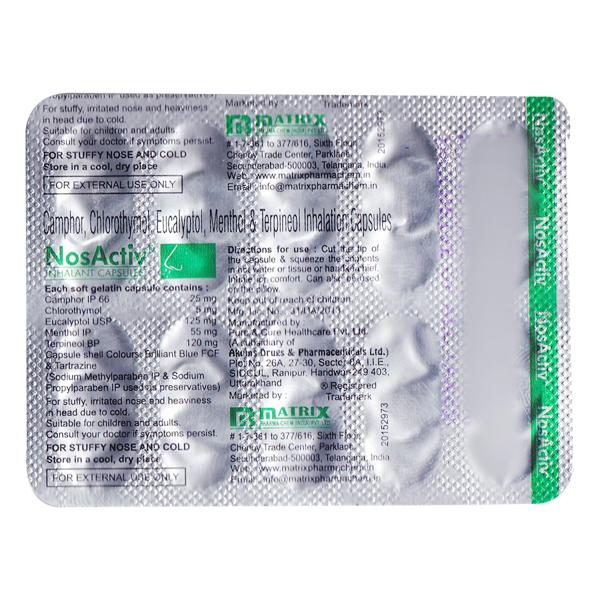 NOSACTIV Inhalation Capsule 10's - Global Surgicals