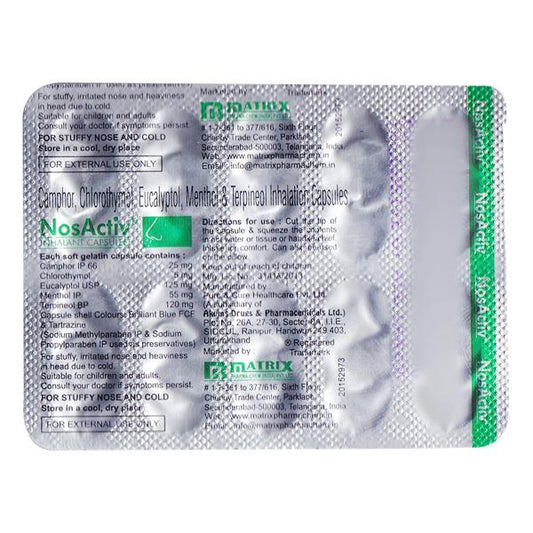 NOSACTIV Inhalation Capsule 10's - Global Surgicals