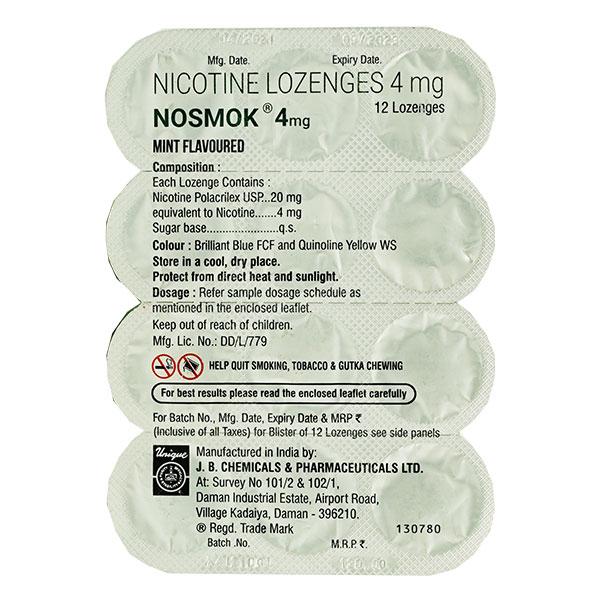 NOSMOK MINT FLAVOUR 4mg Lozenges 12's - Global Surgicals