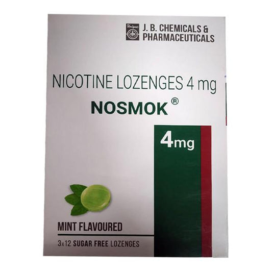 NOSMOK SUGAR FREE MINT FLAVOURED 4mg Lozenges 12's - Global Surgicals
