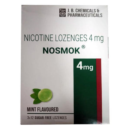 NOSMOK SUGAR FREE MINT FLAVOURED 4mg Lozenges 12's - Global Surgicals