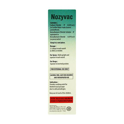 NOZYVAC Nasal Drops 20ml - Global Surgicals