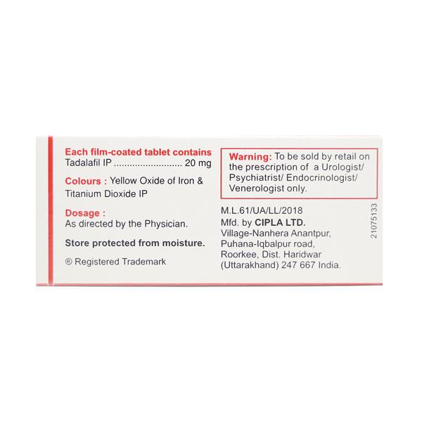 Tadacip 20mg Tablet 4'S