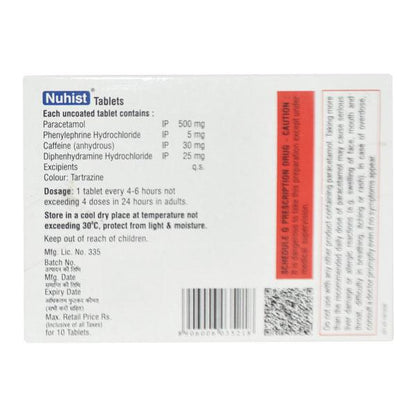NUHIST TABLET 10'S - Global Surgicals