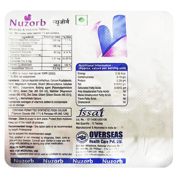 NUZORB Tablet 15's - Global Surgicals
