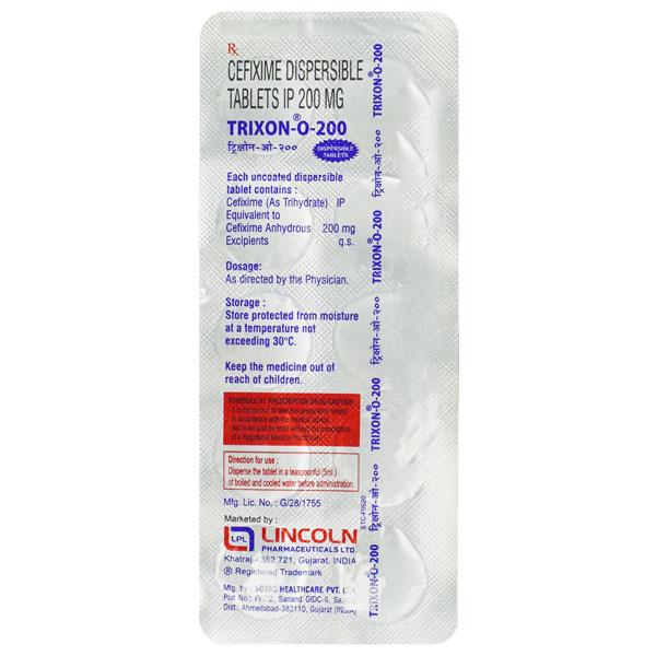 Trixon O 200mg Tablet 10'S