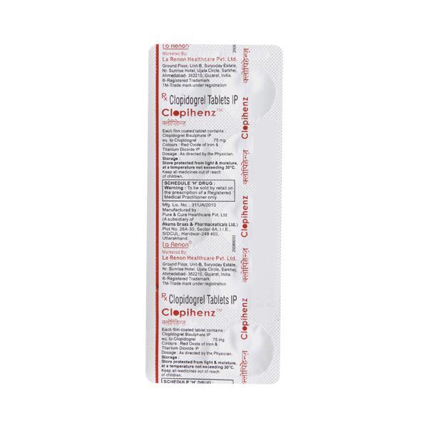 Clopihenz 75mg Tablet 10'S