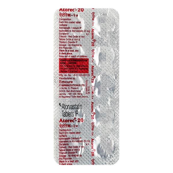 Atorec 20mg Tablet 10'S