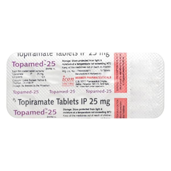 Topamed 25mg Tablet 10'S