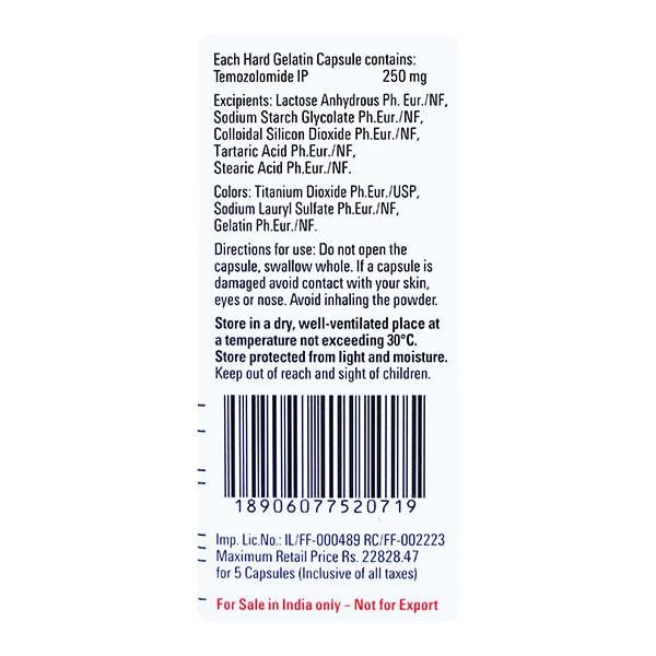 Temodal 250mg Capsule 5'S