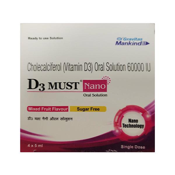 D3 MUST NANO SUGAR FREE MIXED FRUIT FLAVOUR Oral Solution 5ml