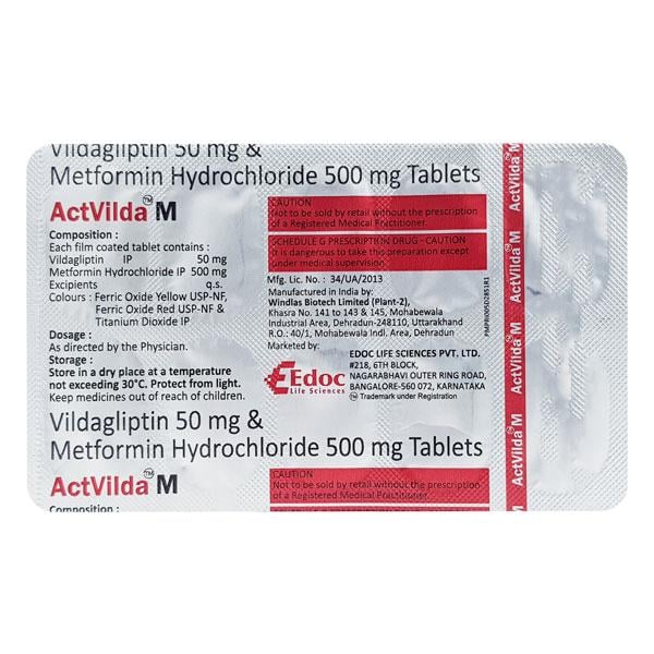 ACTVILDA M 500mg Tablet 10's