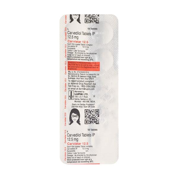 Carvistar 12.5mg Tablet 10'S