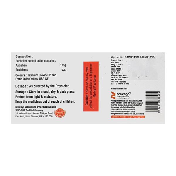 APIXAVAC 5 Tablet 10's