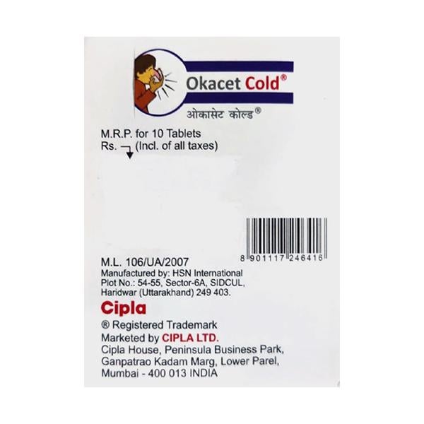 Okacet Cold Tablet 10'S - Global Surgicals