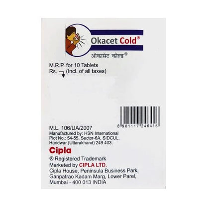 Okacet Cold Tablet 10'S - Global Surgicals