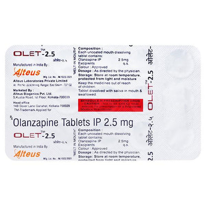OLET 2.5mg Tablet 15's - Global Surgicals