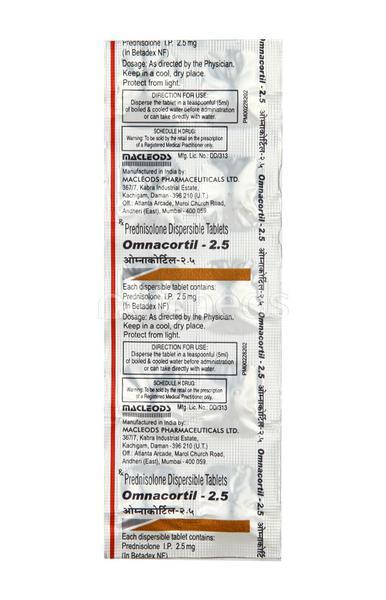 Omnacortil 2.5mg Tablet 10'S - Global Surgicals