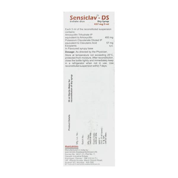 Sensiclav DS 457mg Dry Syrup 30ml