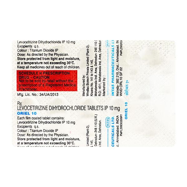 Oriel 10mg Tablet 10'S - Global Surgicals