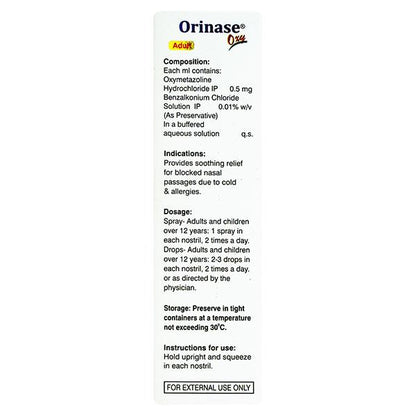 ORINASE OXY ADULT Nasal Spray 10ml - Global Surgicals