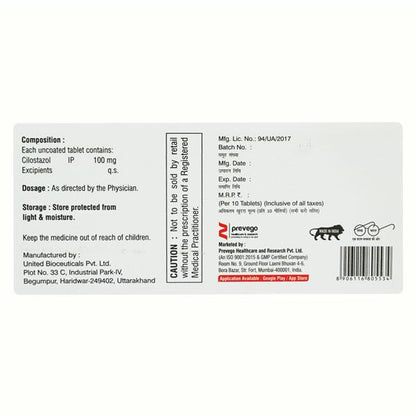 CILOSTOZ 100 Tablet 10's