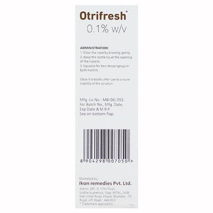 OTRIFRESH 0.1% Nasal Spray 10ml - Global Surgicals