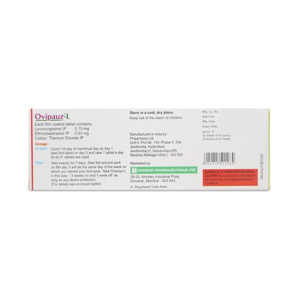 Ovipauz L Tablet 21'S - Global Surgicals