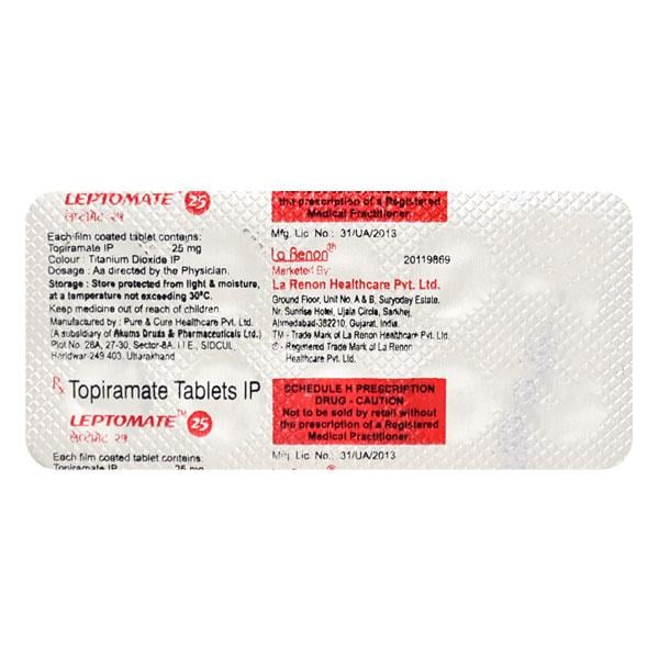 Leptomate 25mg Tablet 10'S