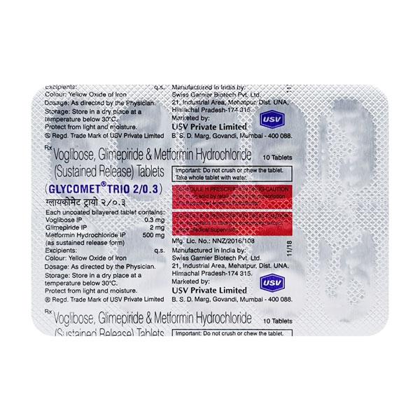 Glycomet Trio 2/0.3mg Tablet 10'S