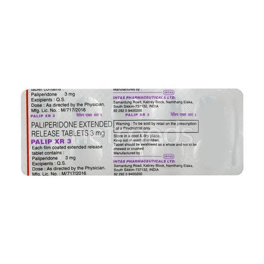 Palip XR 3mg Tablet 10'S - Global Surgicals