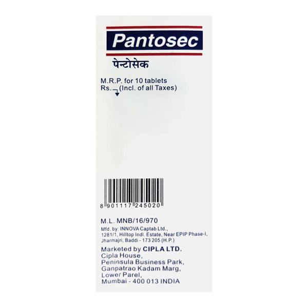 Pantosec 40mg Tablet 10'S - Global Surgicals