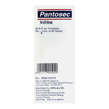 Pantosec 40mg Tablet 10'S - Global Surgicals