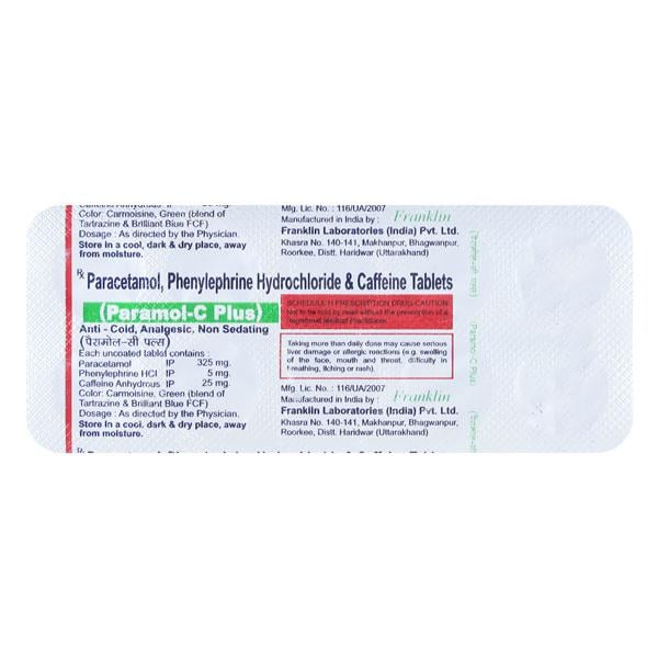 PARAMOL C PLUS Tablet 10's - Global Surgicals