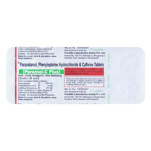 PARAMOL C PLUS Tablet 10's - Global Surgicals