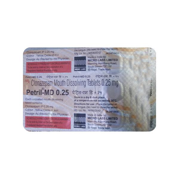 PETRIL MD 0.25 Tablet 15's - Global Surgicals