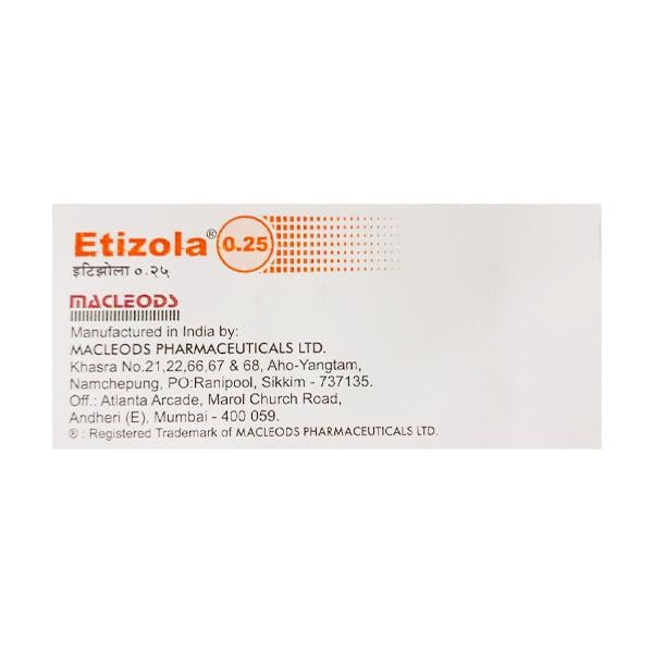 ETIZOLA 0.25 Tablet 15's